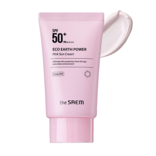 Kem Chống Nắng Nâng Tone, Kiềm Dầu Sắc Hồng the SAEM Eco Earth Pink Sun Cream 50g